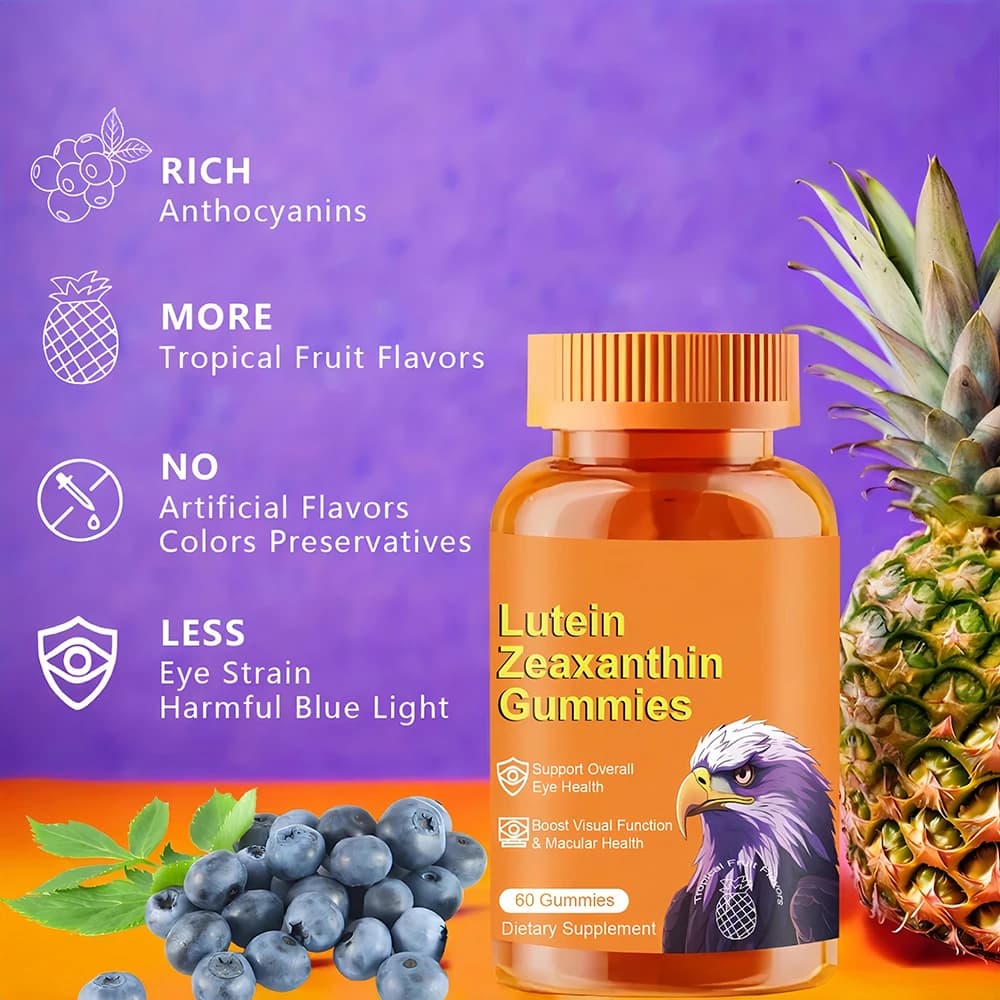 Vitamin gums for Eye Health with Lutein and Zeaxanthin - 20mg of Lutein, Without Sugar - Star Shape Rubbers for View Health