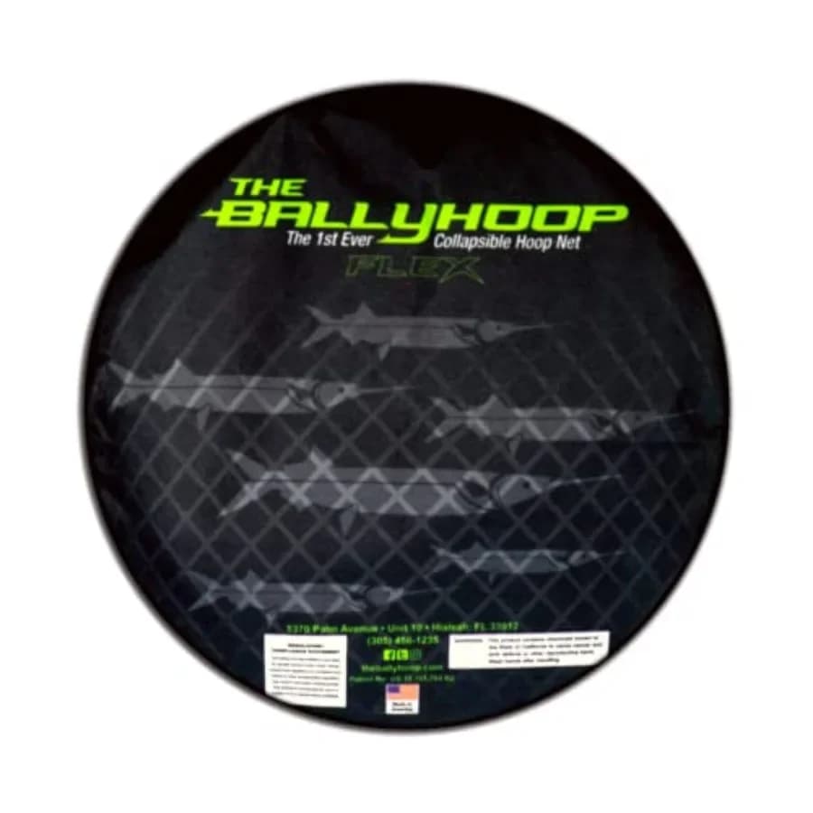 Fishing hoop net for live bait capture, collapsible design, 24-inch diameter, durable nylon mesh, black color, lightweight and