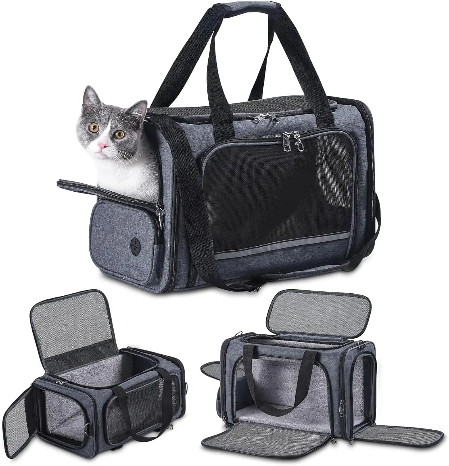 Trasportino Morbido Approvato TSA per Gatti e Cani, Borsa da Viaggio Sotto il Sedile, 17.5 x 8.5 x 11 Pollici