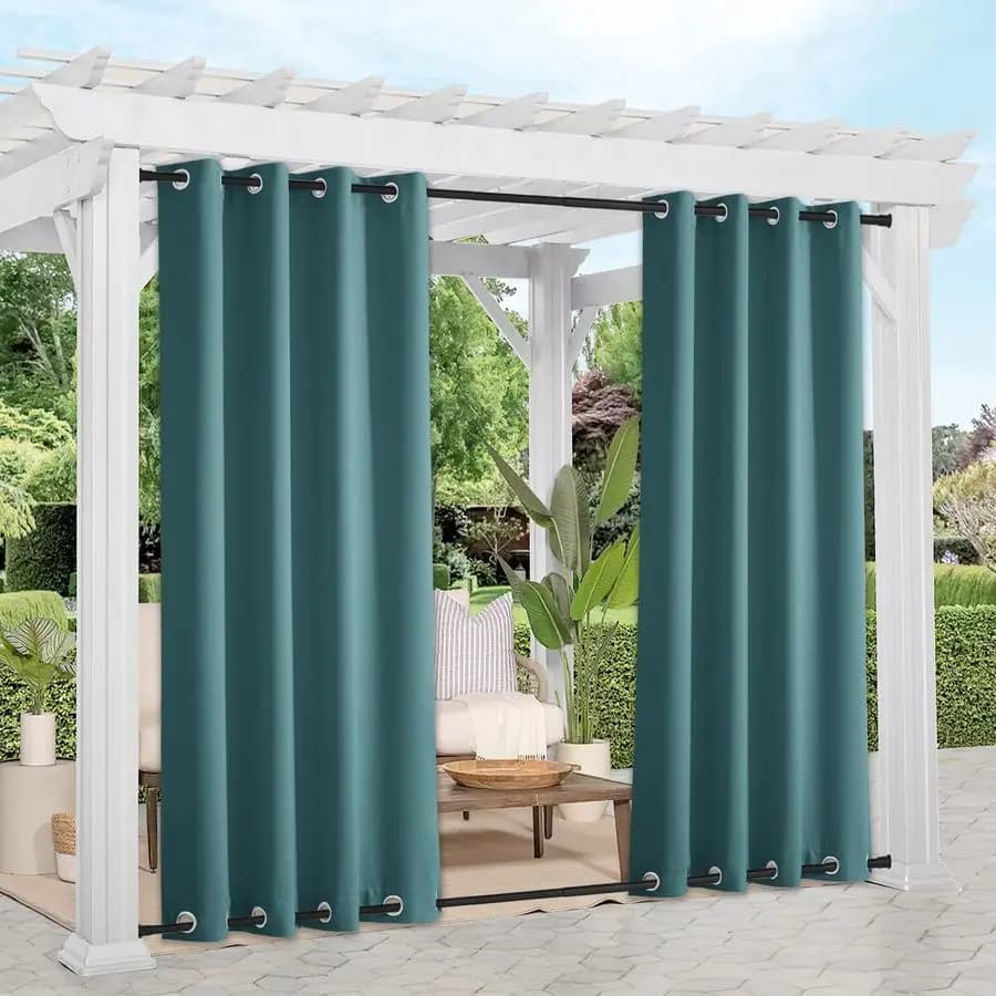 Exterior Curtains with 2 Patio Panels, Waterproof and Windproof, Thermal Insulating, Anti-rust, with Superior and Lower Eyelets, Outer Obscurants
