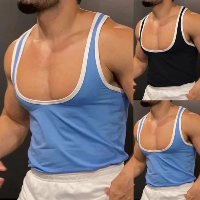 Canottiera fitness estiva sottile e sottile Canotta da uomo Camicia da palestra Top da allenamento sportivo Canottiera nera Abbigliamento sportivo per uomo Abbigliamento da allenamento in palestra