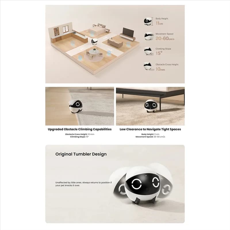 B24B Mini Pet Companion Robot 2K Fotocamera Robot di monitoraggio remoto wireless intelligente per cane gatto bambino