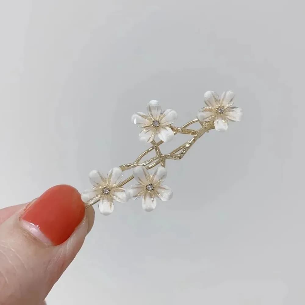 Pearl Flower Hair Accessory, Fresh Hairpin, Simple Side Clip, Natural Style Bangs, Trendy Hairpin, Hair Ornament