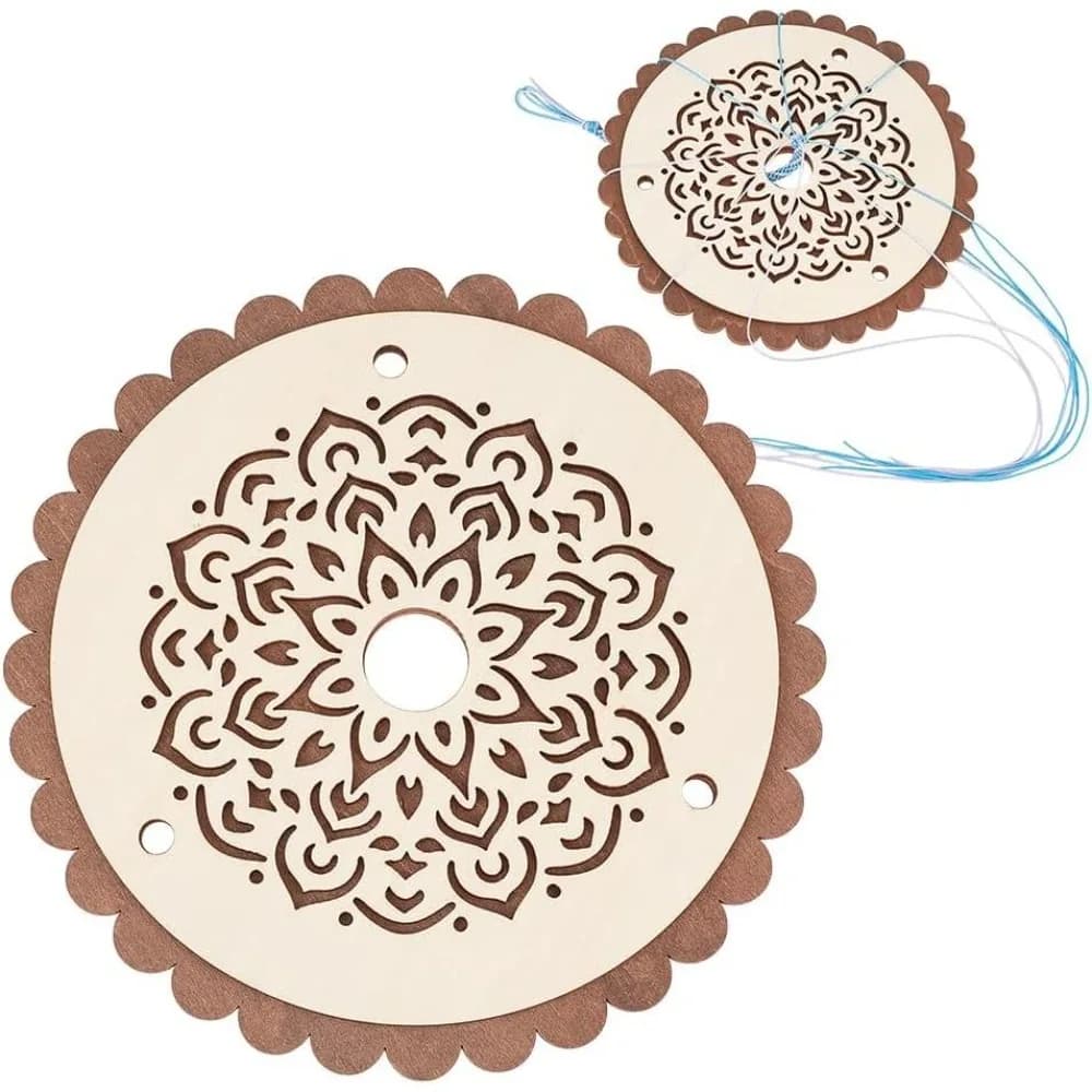 Wood Flower Pattern Kumihimo Disk 6.3 Inch Round Bracelet Making Kit for Multicord Knitting Maker Braiding Tool Weaving Loom