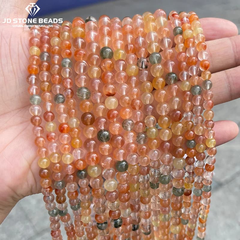 7A Naturale Multicolor Quarzo Rutilato Perlina Rotonda Allentato Del Distanziatore 4 5 6mm Scegli La Formato Per La Produzione di Gioielli FAI DA TE collana braccialetto
