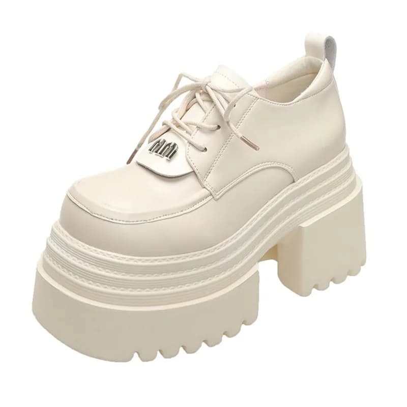 Scarpe da donna punk da 10 cm tacchi alti moda comode sneakers in pelle con plateau scarpe da donna mocassini femminili casual all'aperto robusti