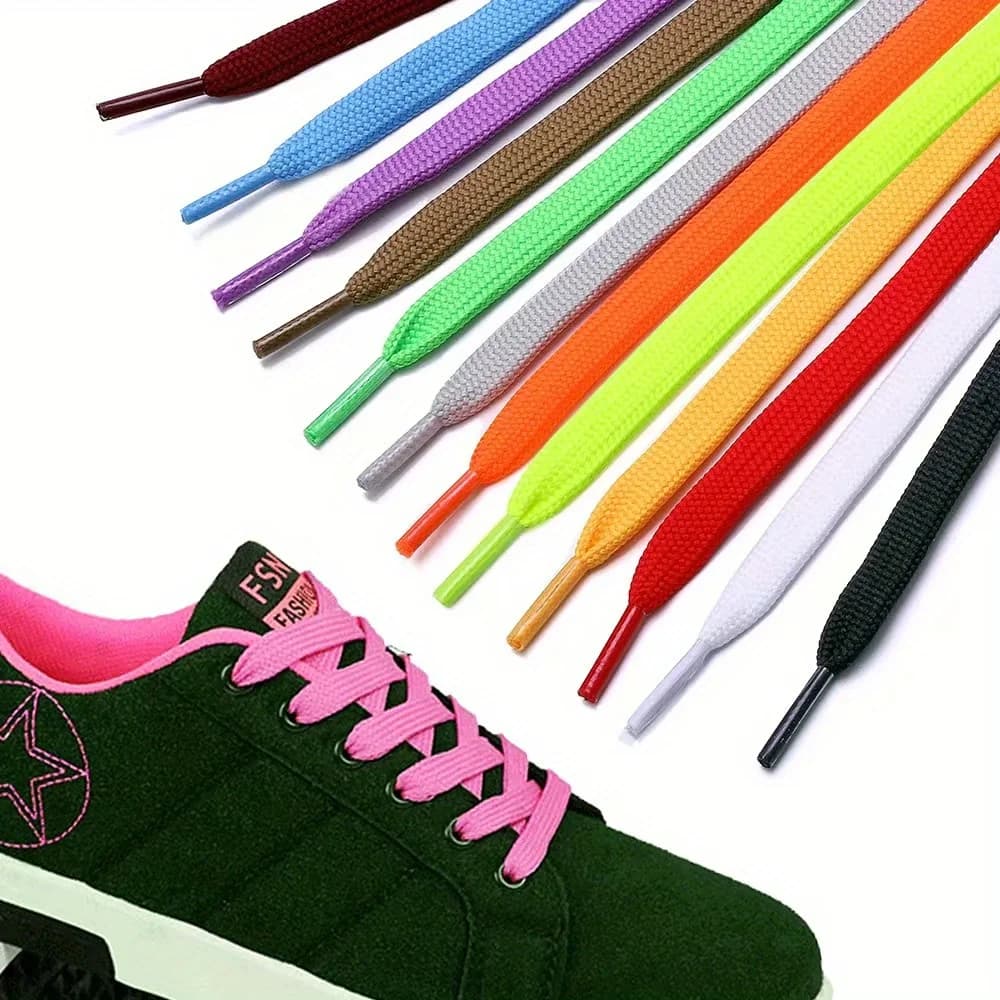 2 Paia di Lacci Piatti Doppi in Poliestere per Sneaker, Lacci Resistenti per Scarpe Sportive, Calcio, Corsa, Scarpe Atletiche