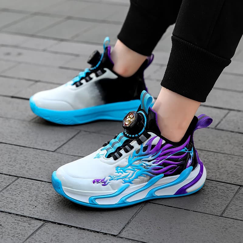 Nuove scarpe casual sportive per bambini con fibbia rotante in pelle impermeabile scarpe da corsa traspiranti per studenti delle scuole elementari