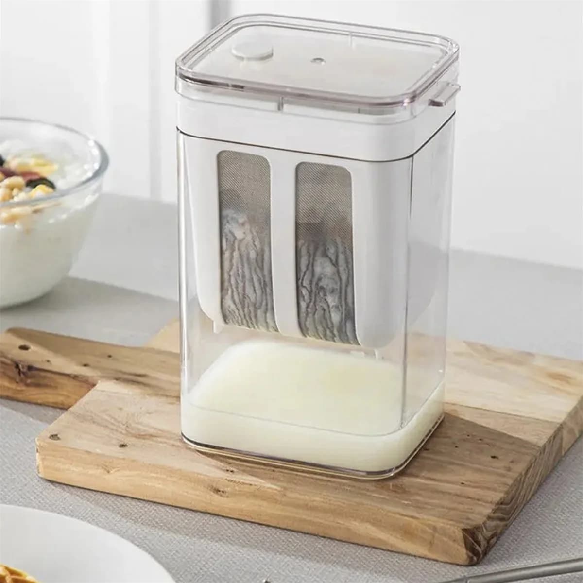 Colino per yogurt Separatore di siero di latte fatto in casa Filtro per latte da 1100 ml Scatola per filtro rapido Filtro separatore di umidità per formaggio con schermo fatto in casa