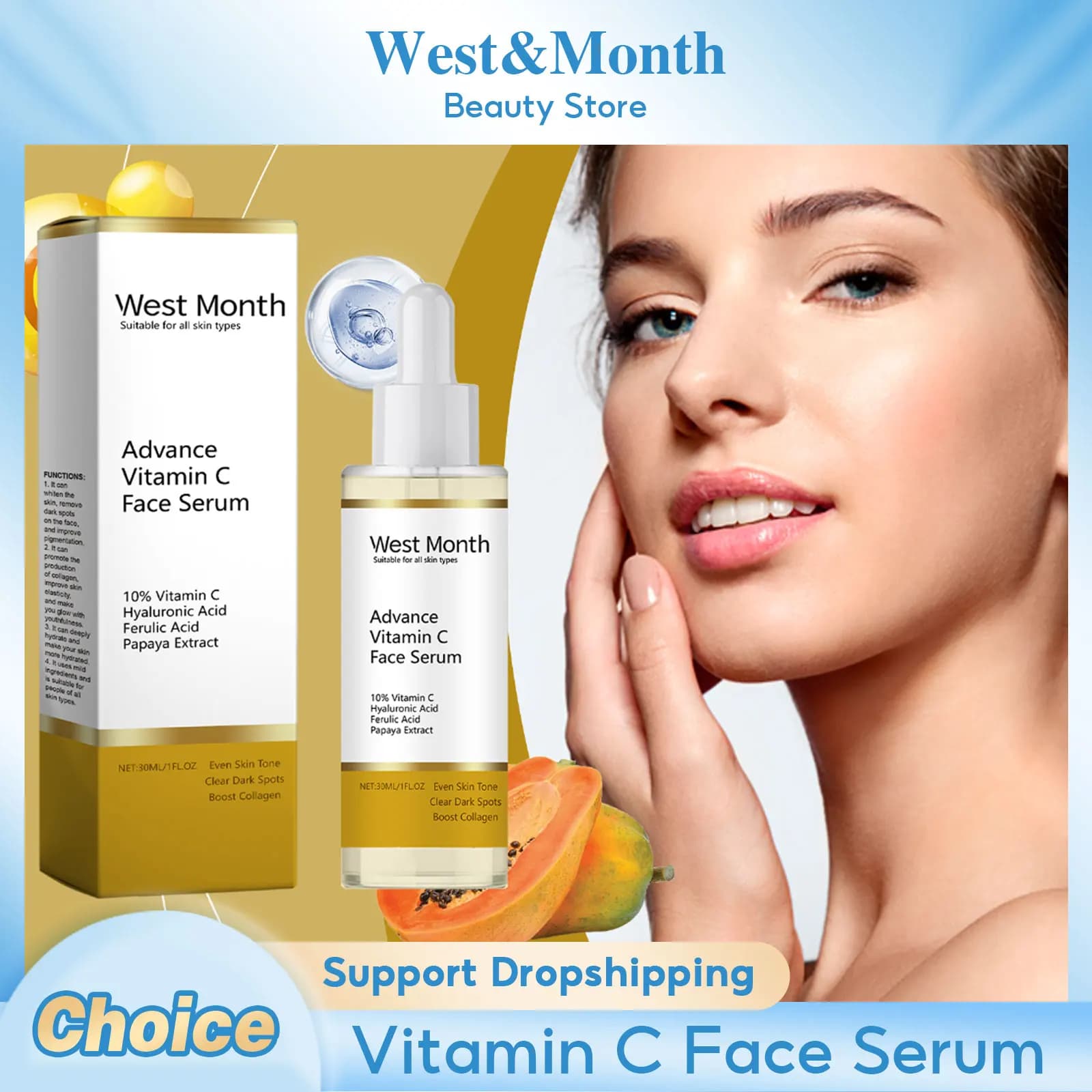 Advance Vitamin C Face Serum Remove Dark Spots Brightening Repair Dull Moisturizing Whitening Skin Tone Essence Beauty Products