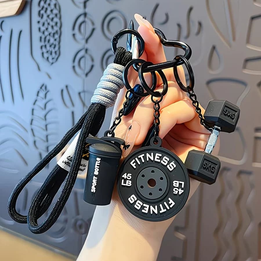 M Fitness Keychain Weight Plate with Dumbbell/Kettlebell Keychain - Unisex Gym Accessory, Weight Plates with Keychain for Easy Tracking, Workout Gift, Suitable for Gym, Fitness Equipment