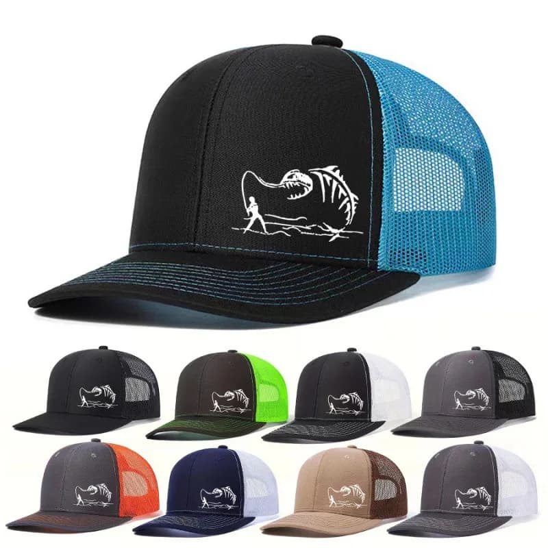1 Pezzo Nuovo Cappellino Trucker Richardson Micro Curvo alla Moda con Stampa Pesca, Berretto da Baseball Estivo in Rete Traspirante, Cappelli da Esterno Uomo