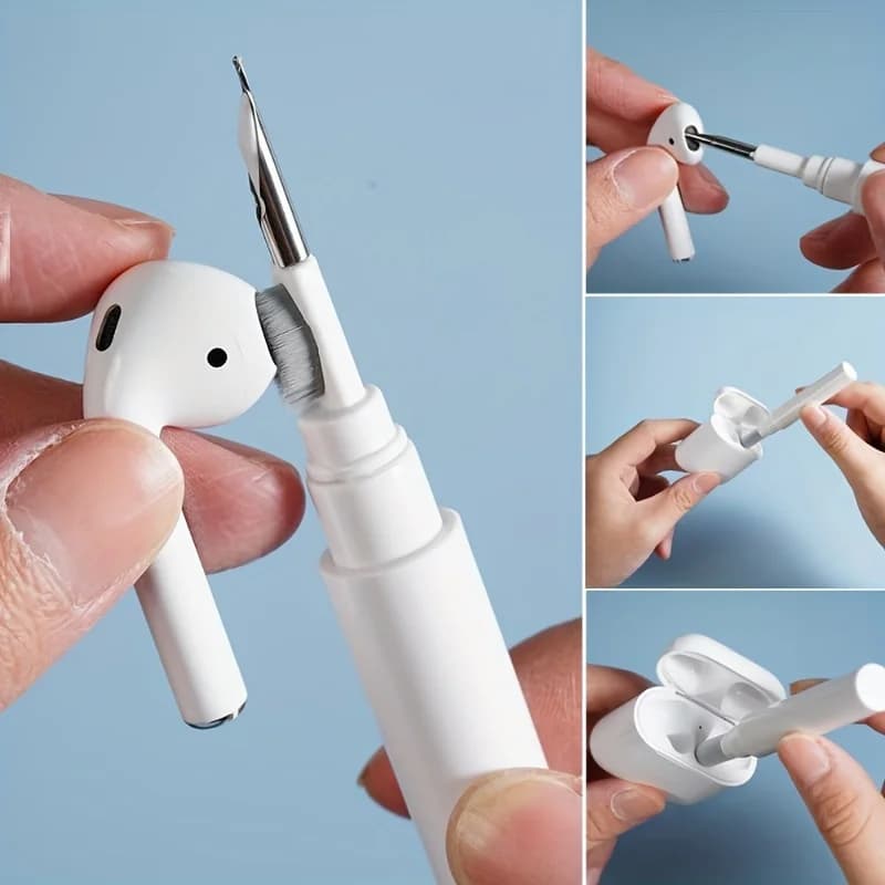Portable earphone keyboard cleaning pen - suitable for earphones, smartphones, tablets and laptops. Compact residue removal tool. Essential for earphone maintenance.