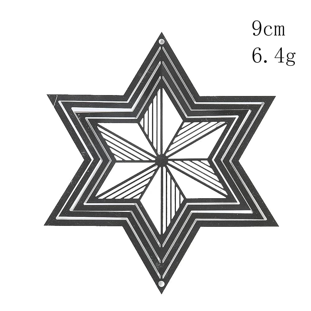 9CM Snowflake Wind Spinner Stainless Steel Rotating Vane Home Hanging Wind Chimes 3D Flowing Visual Effects Garden Yard Decor