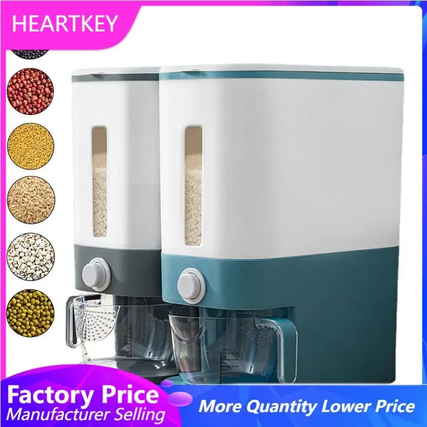 12KG Rice Dispenser Sealed Rice Bucket Dispenser Box Transparent Visible Moisture Proof Grain Container Storage with Lid