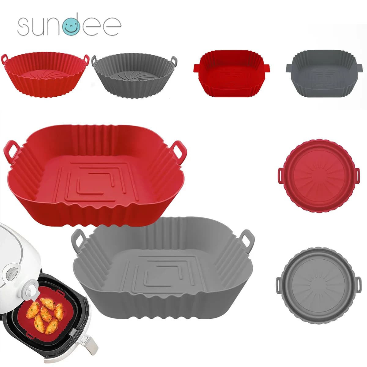 Reusable Silicone oven baking tray for pizza fried chicken basket Silicone moulds for frying air grid accessories for pan tool