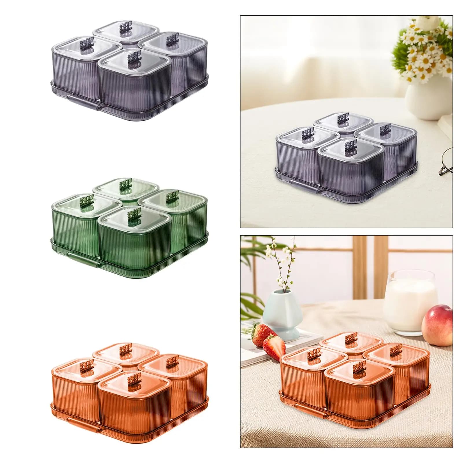 Vassoio per frutta secca Piatti da portata divisi Piatto per snack Piatto per caramelle e noci con coperchio Piatto per antipasti per le vacanze domestiche Sala da pranzo Noci