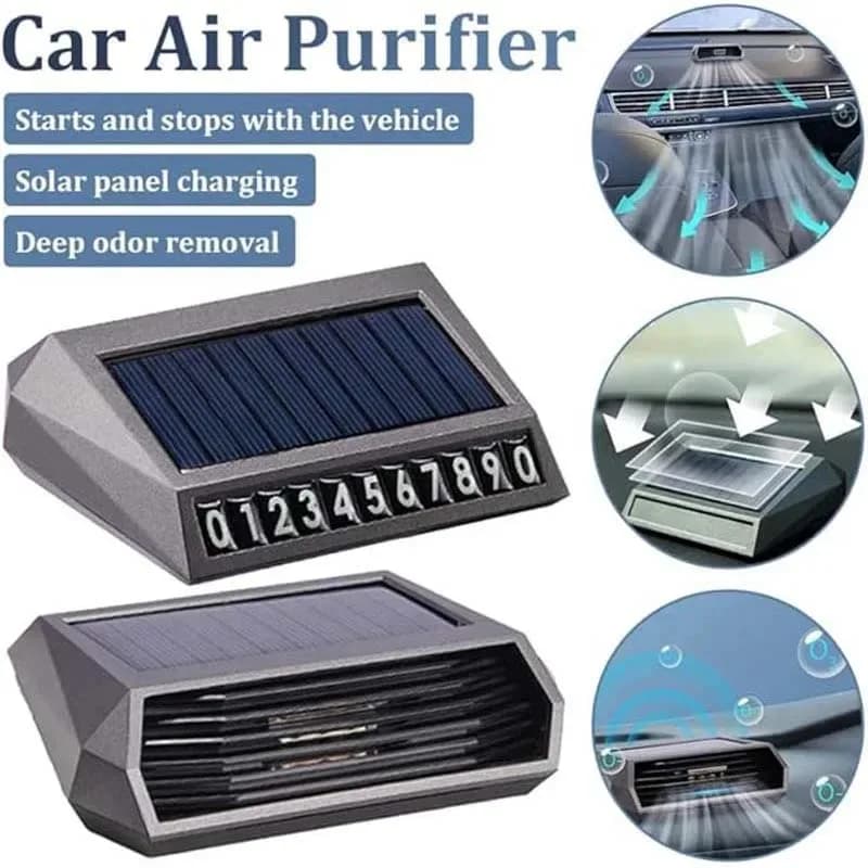 Air Freshener Interior Ornament Decompose Odor Removal Ornaments Temporary Parking Phone Number Plate Solar Car Air Purifier