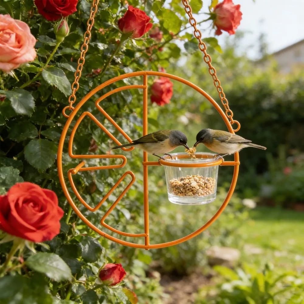 Decorative Orange Shaped Bird Feeder Food Container Waterproof Hanging Bird Feeder Versatile Creative Bird Feeding Station