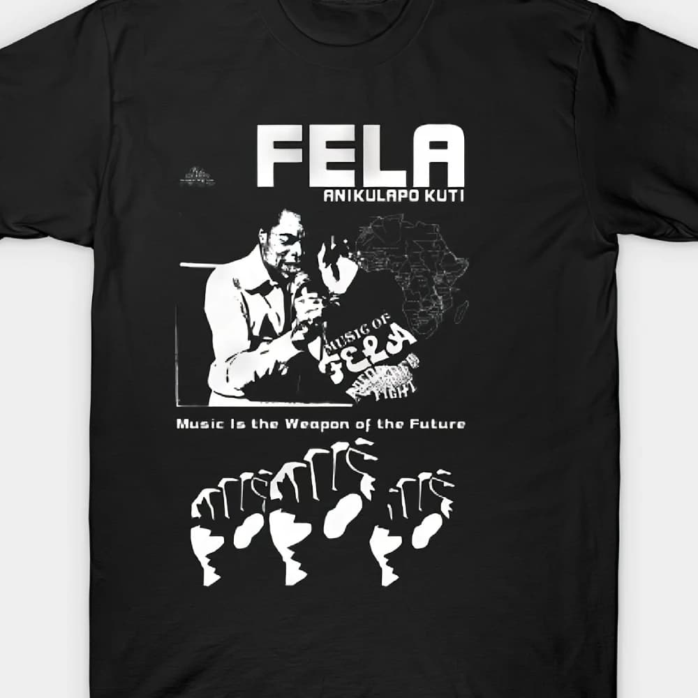 White Fela Kuti Band Music0228 Tariik 10338 T-shirt Made of Durable Fabric Short-sleeved Top Suitable for Humor Lovers