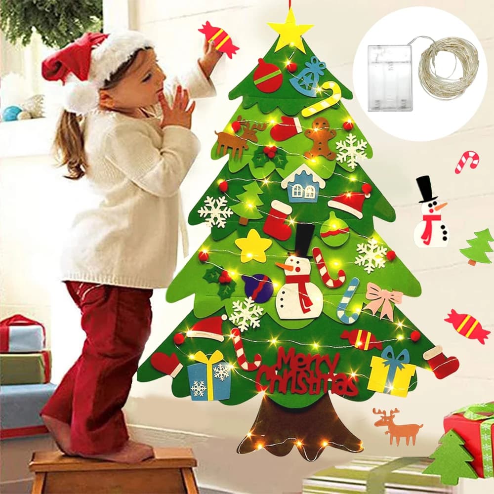 Christmas Tree in felt DIY Christmas decoration for the house Navidad 2022 New Year Christmas Ornaments Santa Claus Christmas Gifts