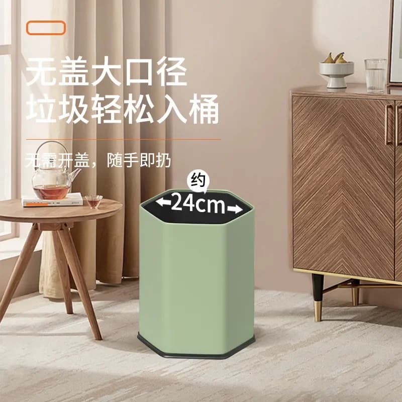 for Stainless Steel Octagonal Trash Can 15L Double Layer Light Luxury High Value Personalized Home Use Bathroom Waste Bin