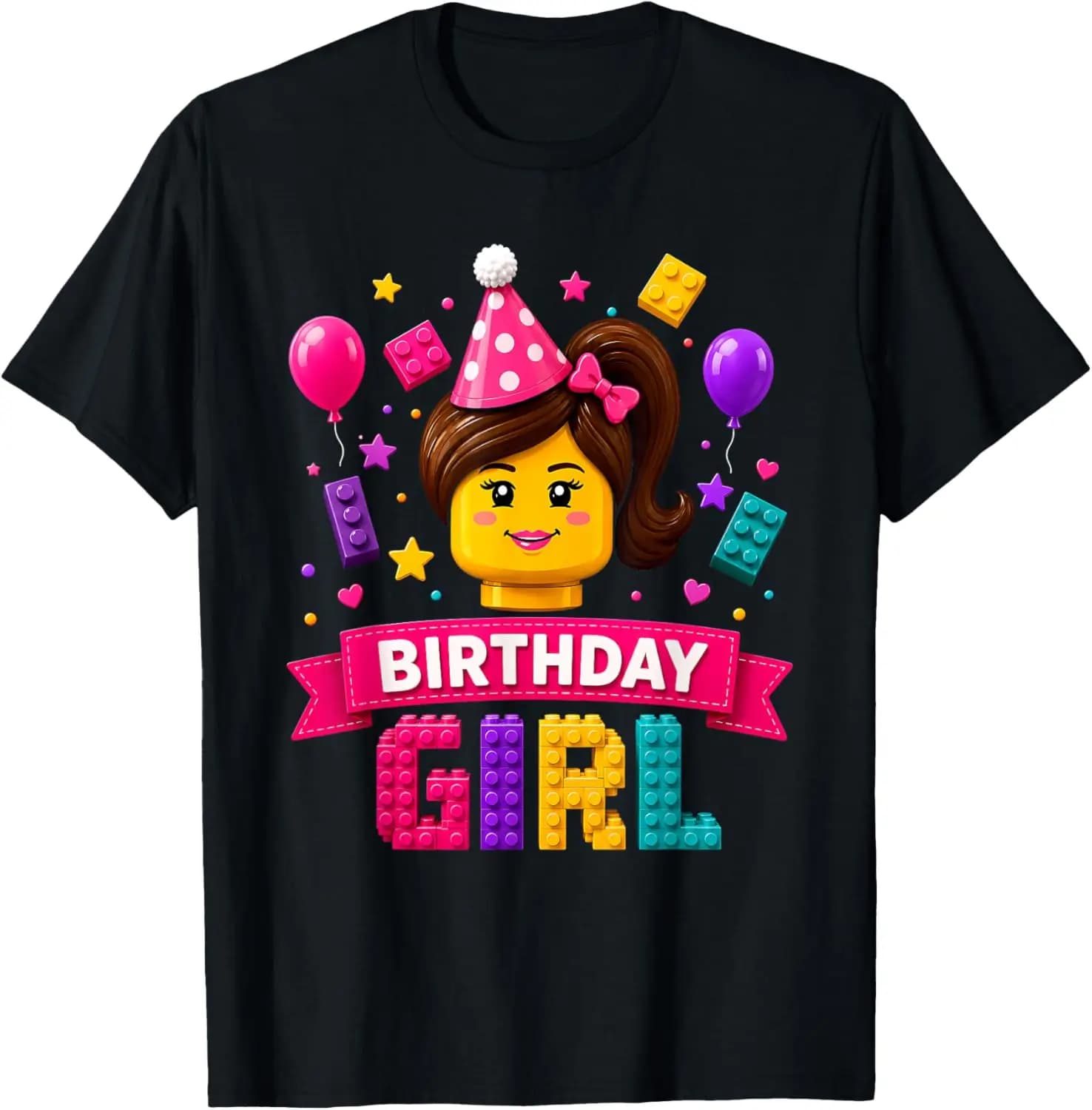 Girl Party Master Builder Blocks T-Shirt Summer Short-Sleeved Breathable Sweat-Wicking Versatile Trendy T-Shirt