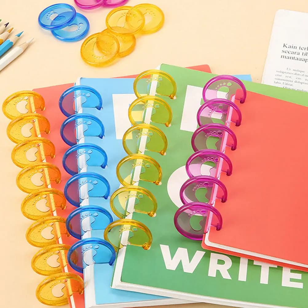 40 Pezzi Anelli per Rilegatura a Fogli Mobili, Dischi di Rilegatura in Plastica Multicolore per Quaderni Fai-da-te, Agende e Classificazione Documenti