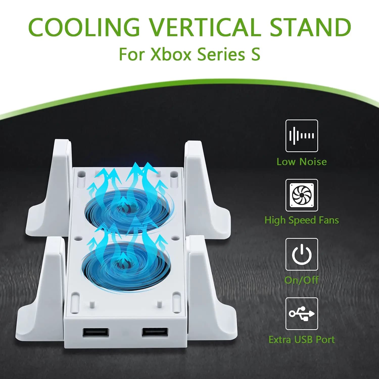 Supporto verticale con ventola di raffreddamento per Xbox Series S, sistema di raffreddamento rimovibile con 2 porte USB extra per console Xbox Series S