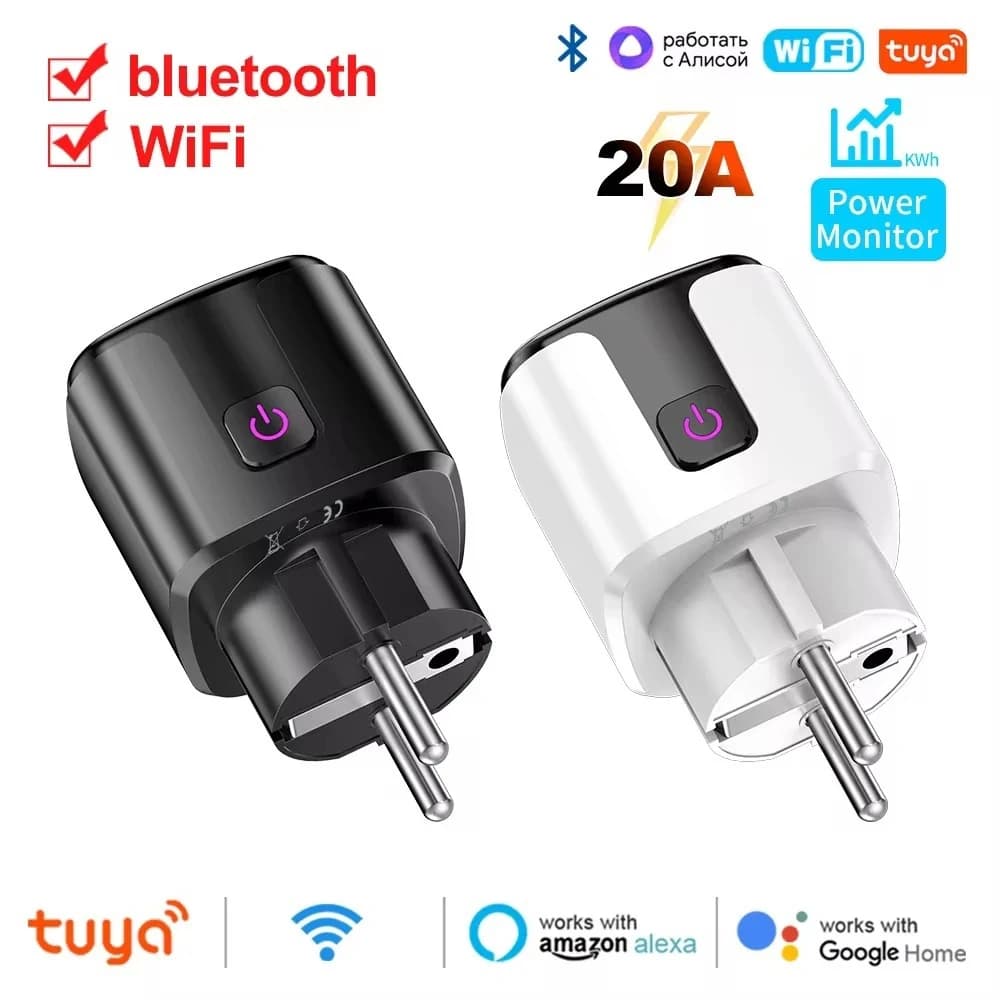 Intelligent Power Supply 20A Tuya Smart EU with WiFi/Bluetooth, Energy Consumption Monitoring, Timer and Child Lock for Smart Home