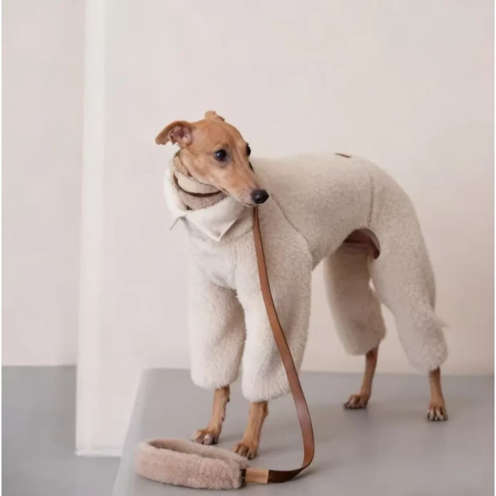 Tuta invernale per cani in pile, pigiama per pagliaccetti per animali domestici da quattro piedi, maglione per abiti per cuccioli con design caldo a collo alto, per levriero Whippet