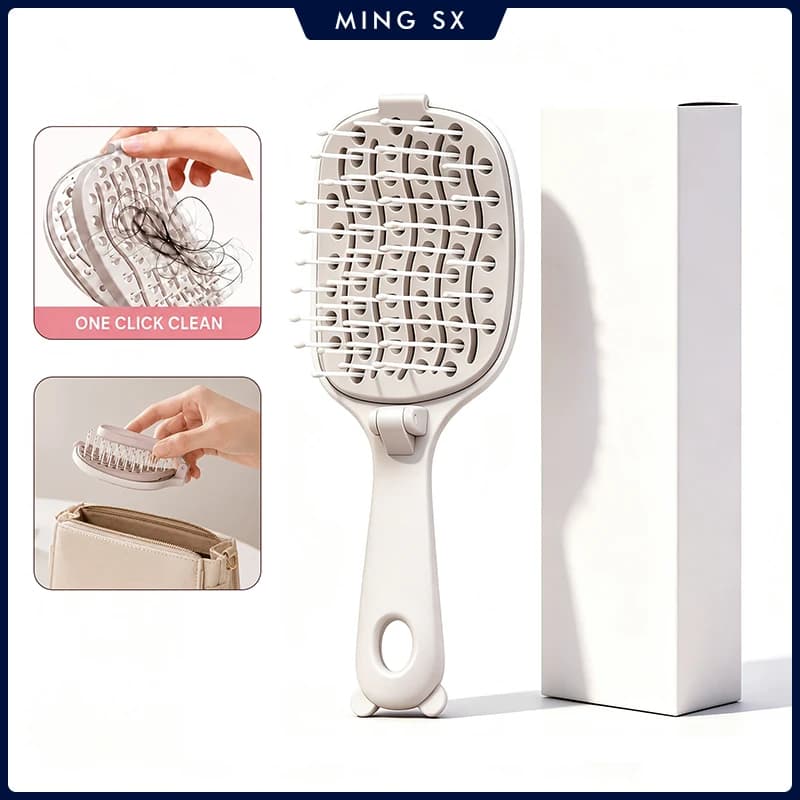 Self Clean Hairbrush Scalp Massager Anti-Frizz Volumize Brush Portable Hair Styling Tool Smooth Fluffy Hair Styling Accessories