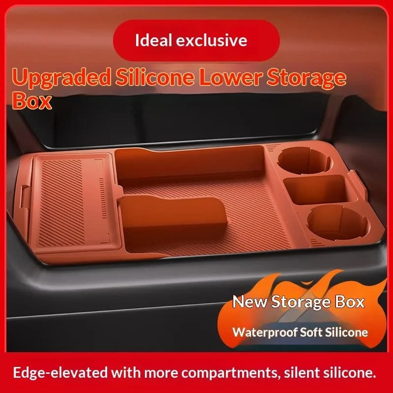 Vassoio Organizzatore in Silicone a Doppio Strato per Console Centrale, Adatto per Ideal L8/L9, Accessori Interni Auto