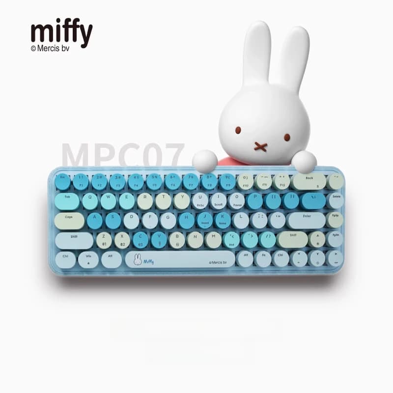 Miffy Kawaii Anime Cartoon Rabbit Wireless Bluetooth Mechanical Keyboard Green Axis Office Retro Punk Game Mechanical Keyboard