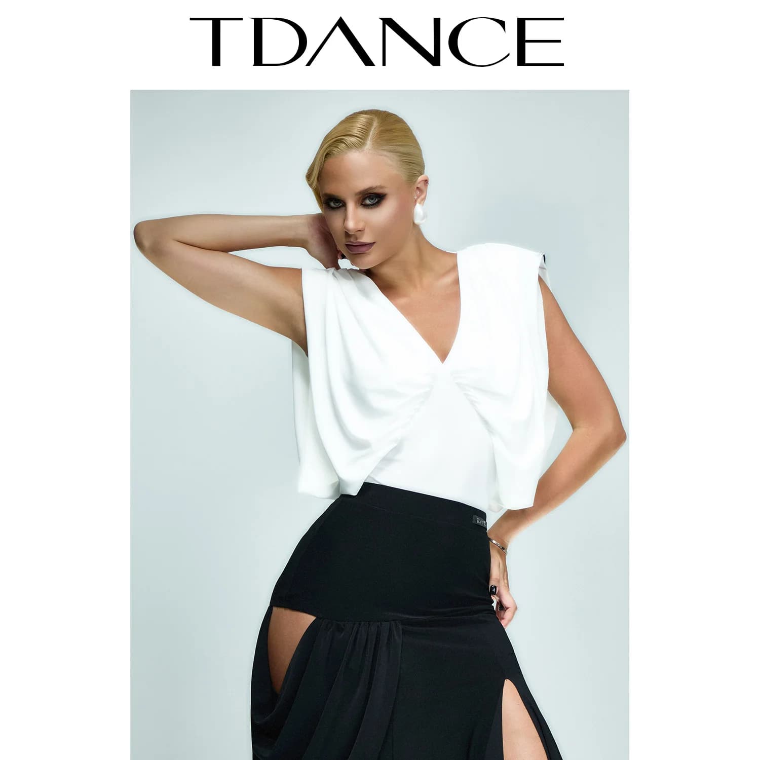 Abito da pratica moderno da donna TDANCE personalizzato [Top combinato con colletto a V anteriore e posteriore] Adulto con cuscino sul petto