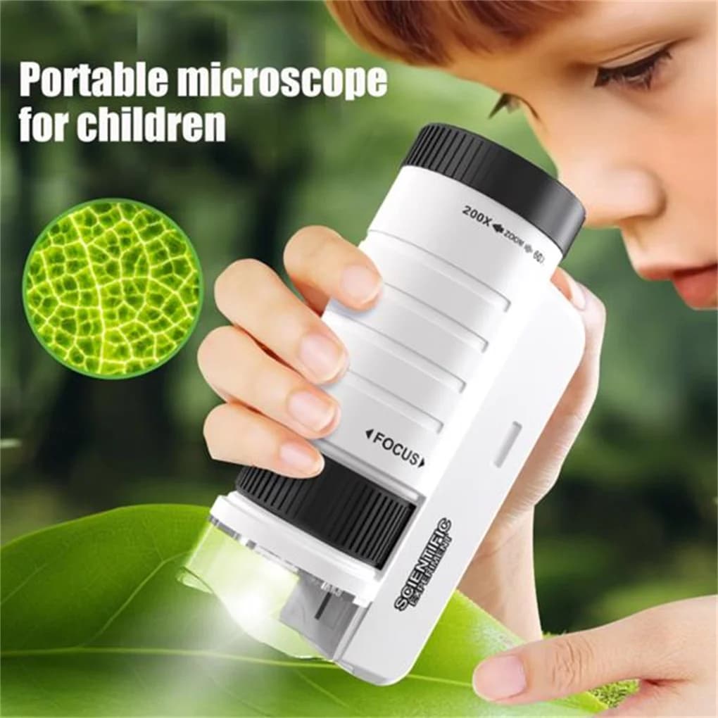 Microscopio portatile per bambini Microscopio ottico HD portatile, microscopio con luce a LED Esperimento scientifico per l'educazione biologica