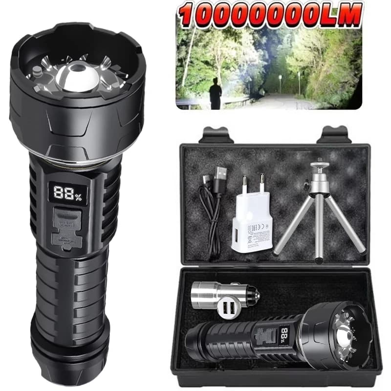 LED Flashlight COB Rechargeable Lantern Camping Flashlight 7 core Camping Lamp Red Light Can Install Tripod Emergency Outdoor Hiking
