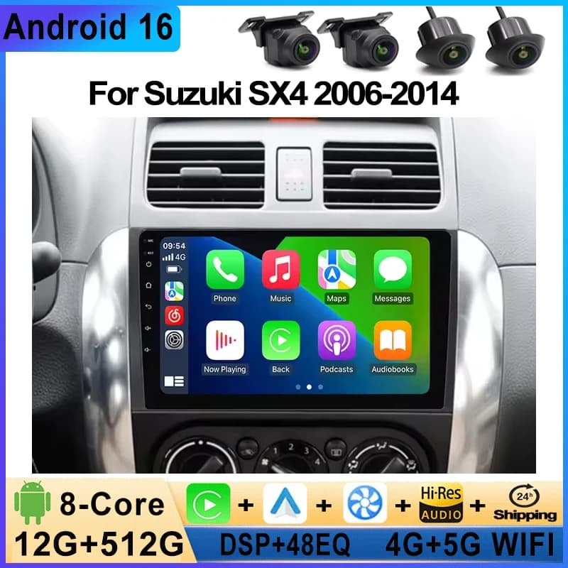 Android 16 Car Multimedia Player for Suzuki SX4 2006-2014 with Navigation GPS 4G+WiFi DSP BT - Stereo Head Unit Autoradio