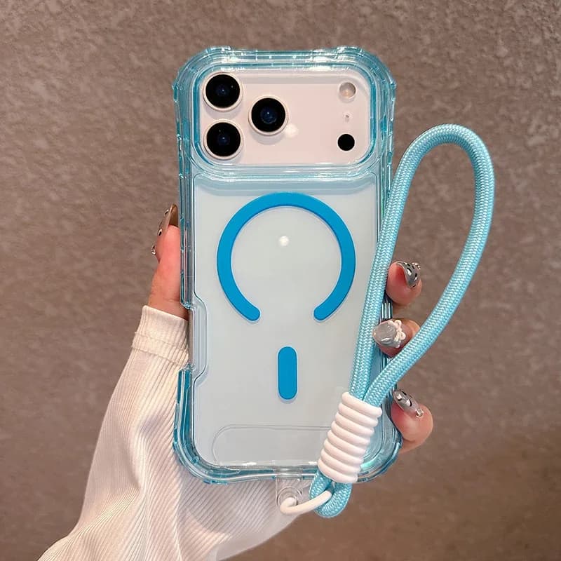 Custodia protettiva per PC + TPU trasparente con cinturino colorato 3IN1 per IPhone 17 Pro Max Air 16 E 15 14 13 12 11 Plus