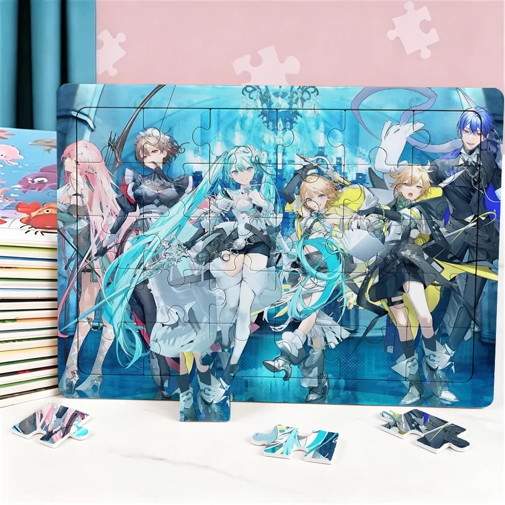 30 Piece Puzzle Hatsunes Miku Jigsaw Puzzle Educational Toys 3-6 Years Old Educational Toy Cute Cartoon Puzzles Birthday Gift
