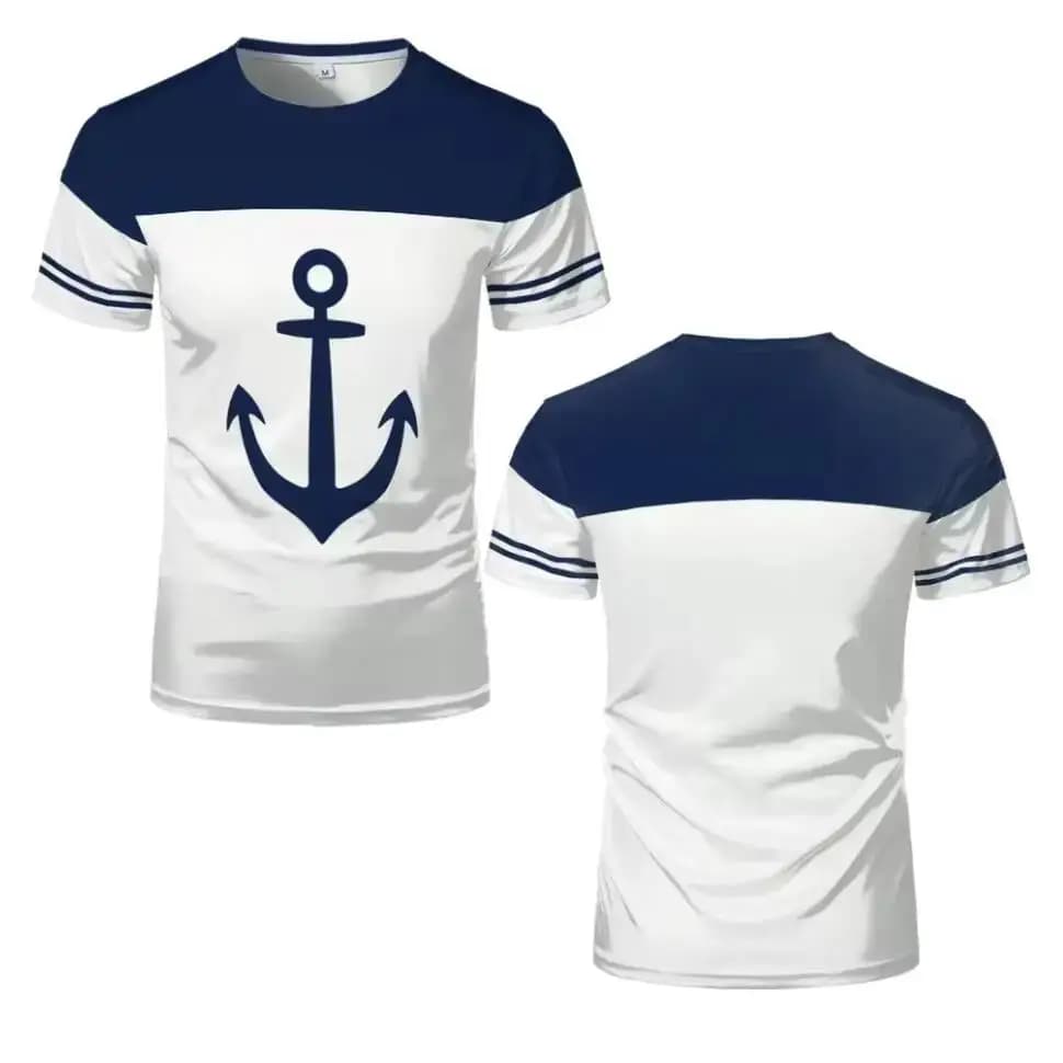 Stampa 3D Barca Anchor Uomo Donna Traspirante Girocollo Manica corta Pirata Punk Uomo T-shirt casual Caraibi Maschile Top Tee