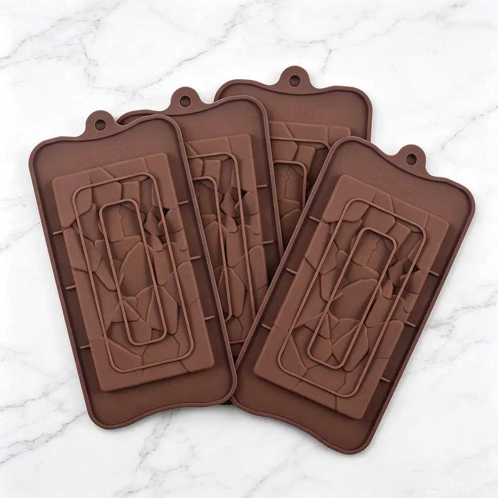Break Apart Chocolate Silicone Molds, Candy Bar Silicone Molds Food Grade Non-Stick Silicone Protein and Energy Bar Molds