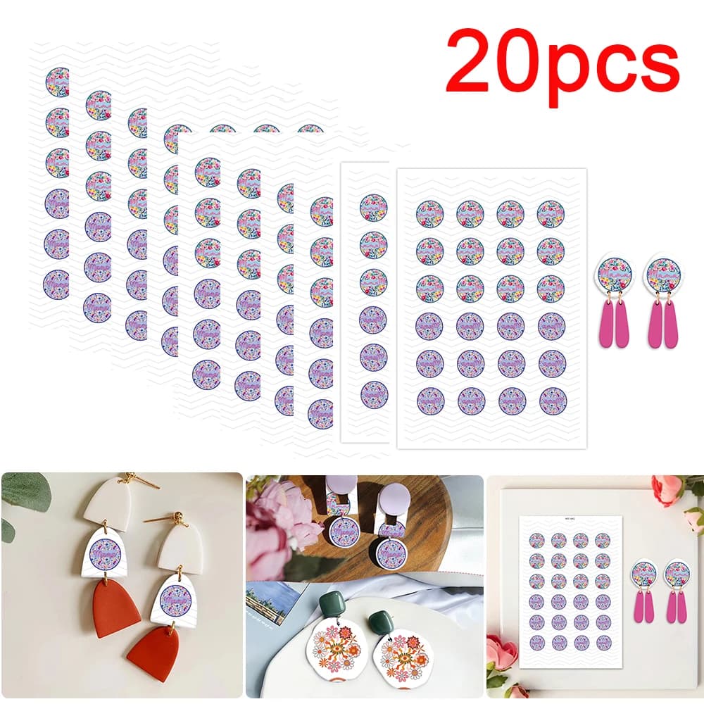 Set da 20 Pezzi di Adesivi Idrosolubili per Orecchini e Gioielli in Argilla Polimerica con Motivi per la Festa della Mamma/Mamma