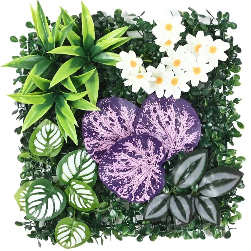 DIY Artificial Plant Wall Panel UV Protection Flower Artificial Eucalyptus Carpet Durable 25*25cm Fake Green Grass Mat