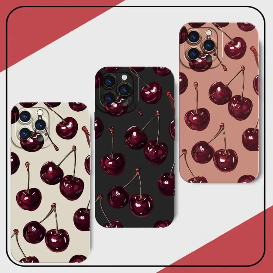Cover per Telefono in TPU con Motivo Frutta e Ciliegie per Apple iPhone 17 Pro Max 16 12 Plus Air 11 14 13 SR XS 8 7 15 Pro