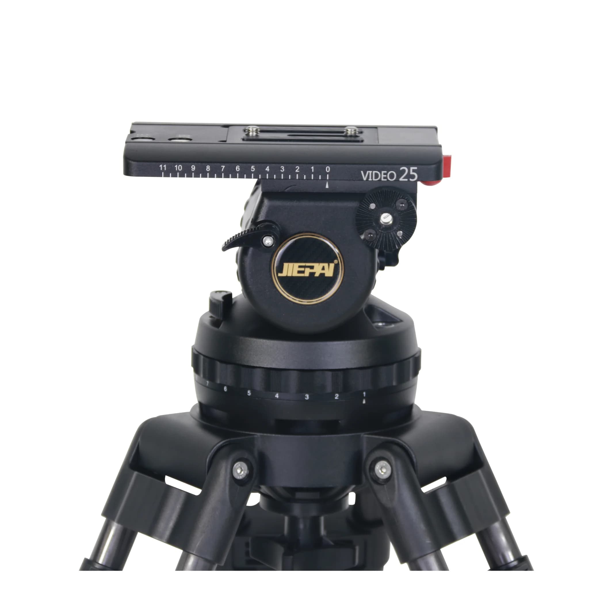 JIEPAI VIDEO 25 Testa Fluida Professionale per Treppiede Video, con Pan-Bar e Base da 150mm, per Uso Broadcast, Cinematografico e Cinematico