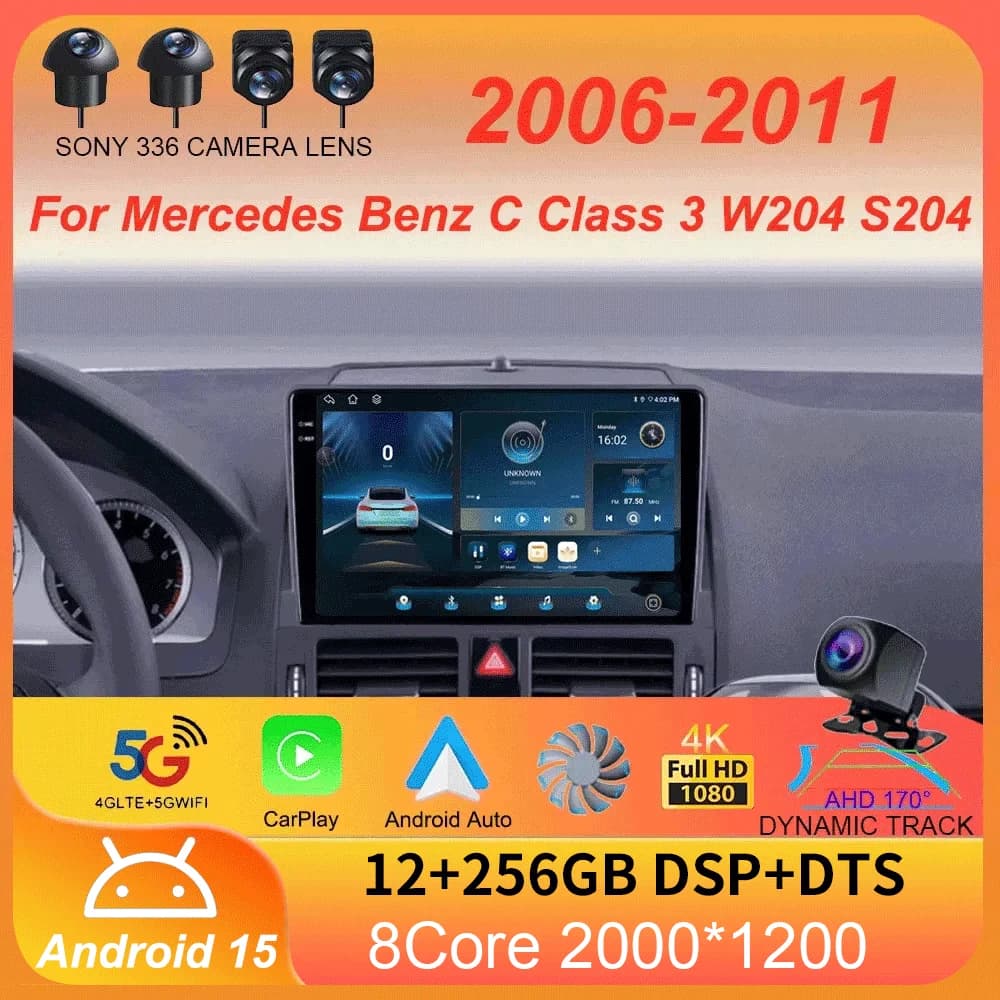 Android 15 Per Mercedes Benz Classe C 3 W204 S204 2006 - 2011 Autoradio Multimedia Video Player Navigazione stereo GPS No 2din 2 d