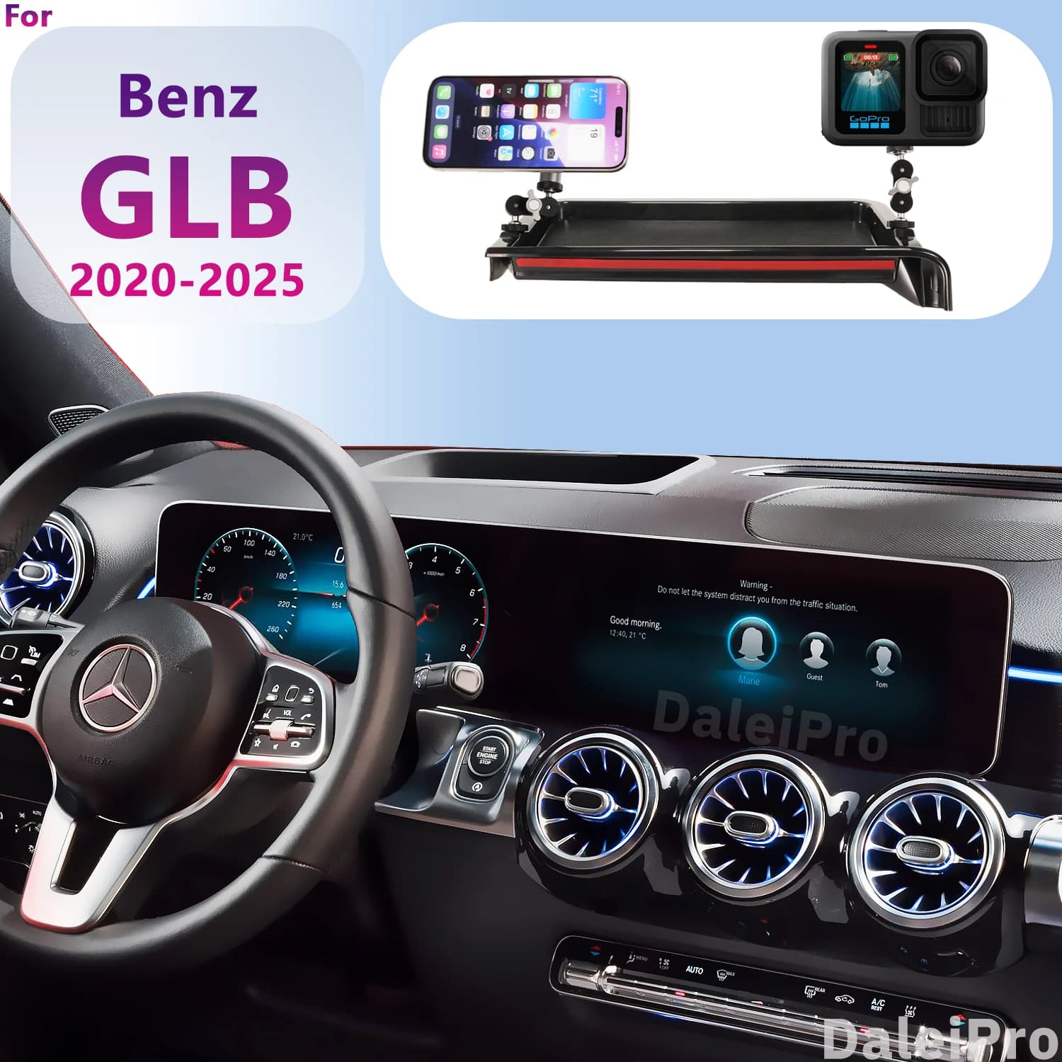 Per Mercedes-Benz GLB 2020-2023 2024 2025 Auto Scatola di Immagazzinaggio Multifunzionale Doppio Supporto Del Telefono Magnetico Caricatore Senza Fili Magsafe