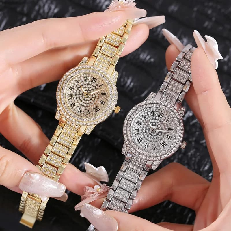 Nuovo Orologio da Donna di Lusso con Cristalli e Diamanti, Elegante Bracciale Luminoso, Orologio da Polso al Quarzo Casual e alla Moda per Signore, Relogio Feminino