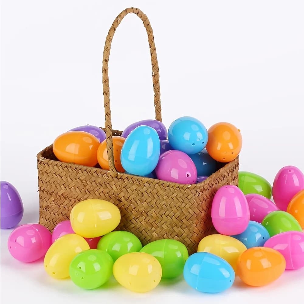 100 Pezzi Uova di Pasqua in Plastica Riempibili, Giocattolo per Bambini, Confezione Regalo Colorata, Gioco di Caccia alle Uova di Pasqua, Forniture per Fai da Te